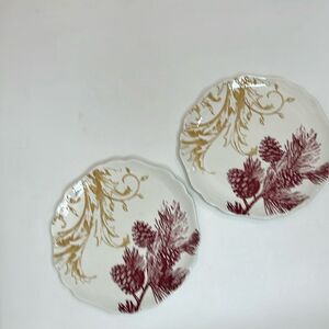 Reba Harmony Holiday Scroll White Scalloped Dessert Salad Plate 8 1/4 In Set 2